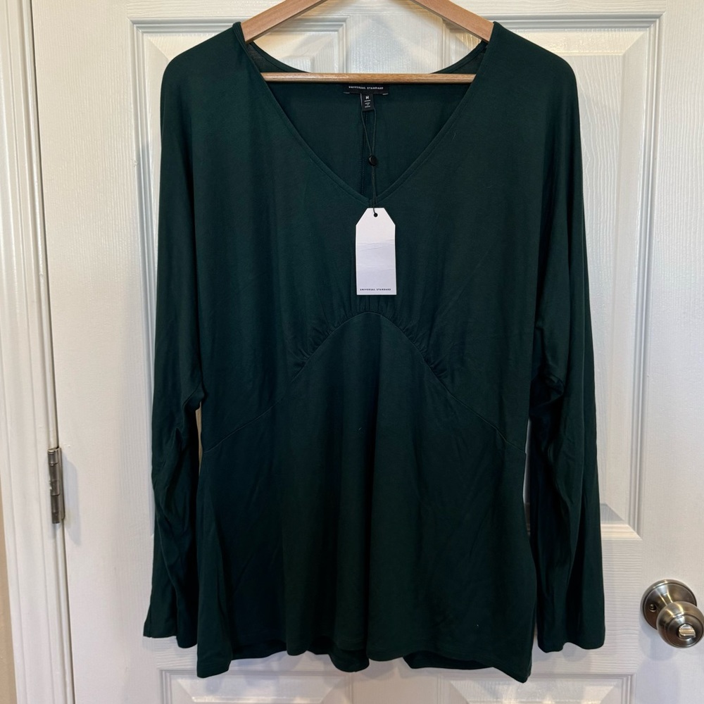 Universal Standard Elea liquid jersey top in forest green